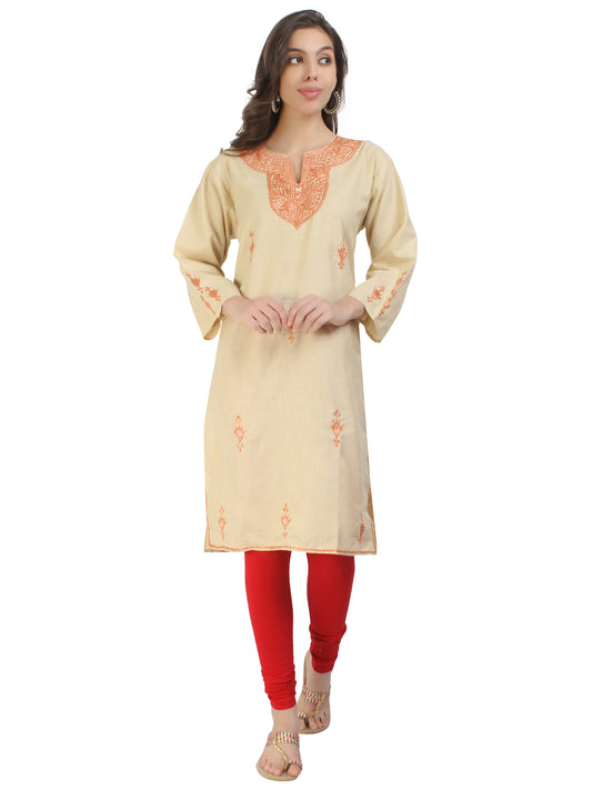 Kashmir Gallery Kashmiri Kurti for Women Cotton Kurti with Embroidery Long A Line Kurtis with Charming Embroidery