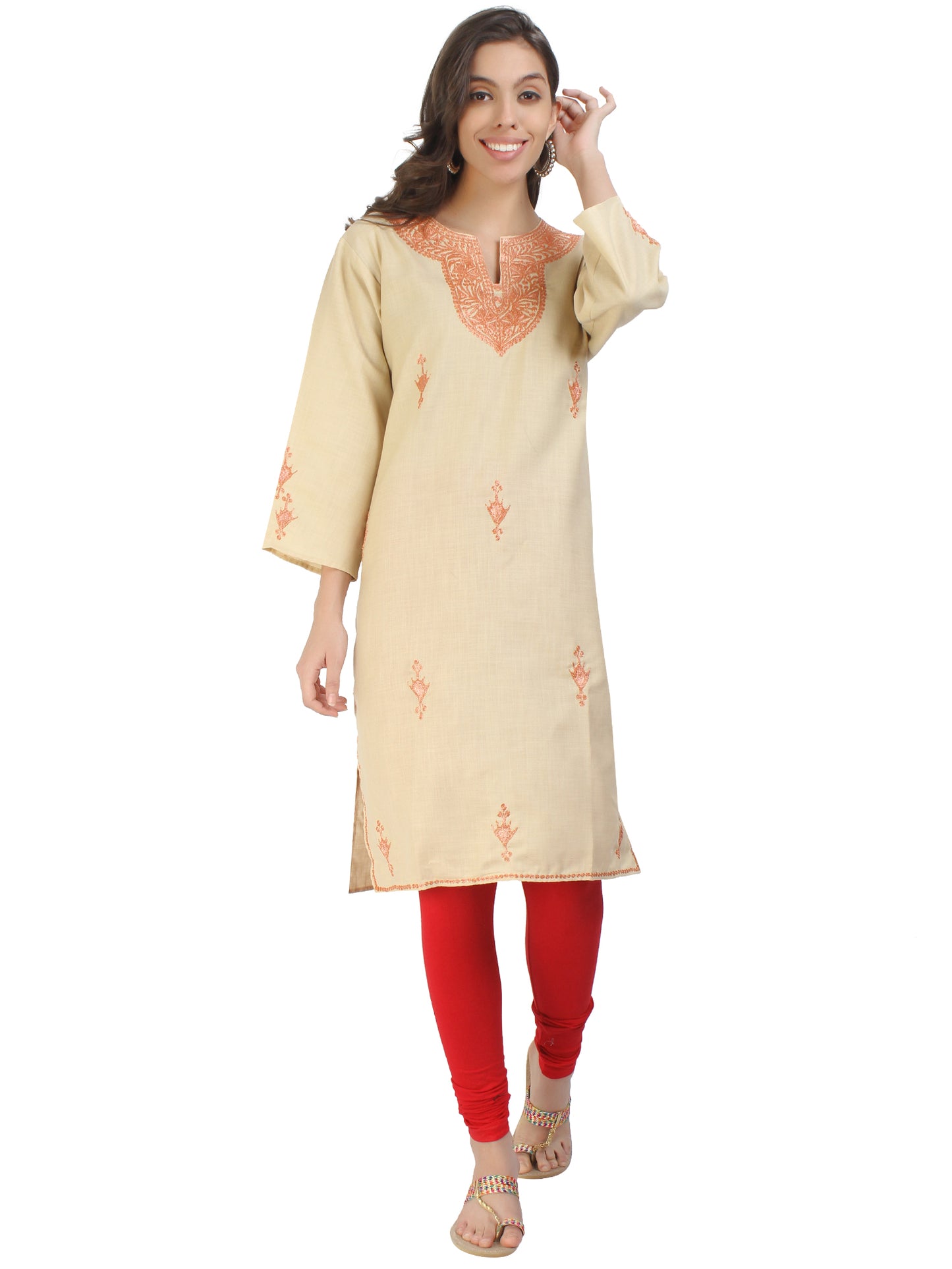 Kashmir Gallery Kashmiri Kurti for Women Cotton Kurti with Embroidery Long A Line Kurtis
