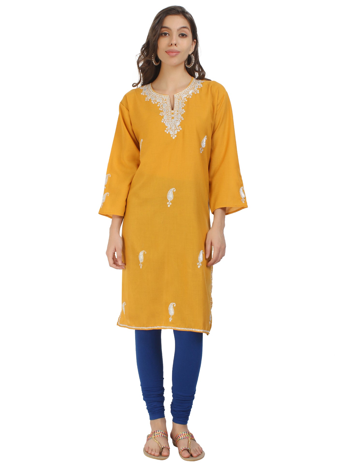 Kashmir Gallery Kashmiri Kurti for Women Cotton Kurti with Embroidery Long A Line Kurtis