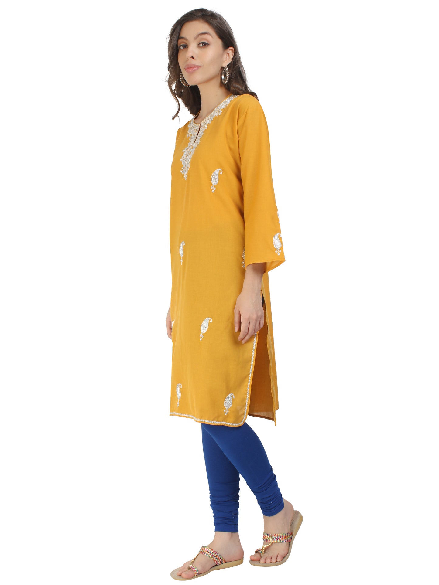 Kashmir Gallery Kashmiri Kurti for Women Cotton Kurti with Embroidery Long A Line Kurtis