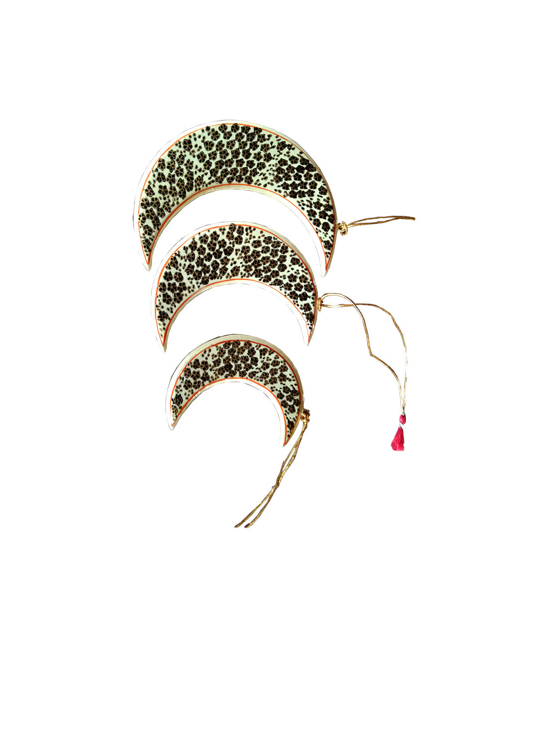 Kashmiri Paper Mache 5 inch Hanging Moon (White)