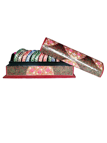Kashmiri Paper Mache handicrafts, 12 inch Bangle Box with Bangles.