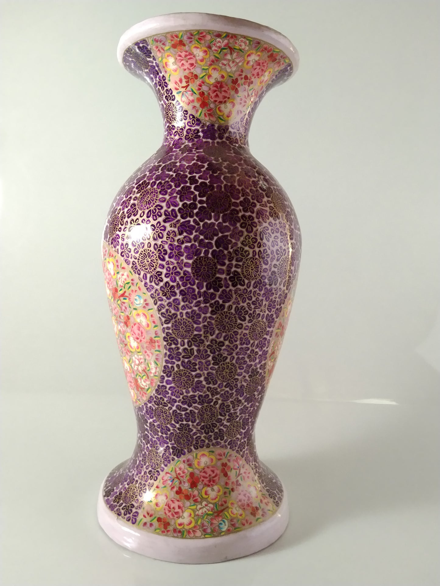 Kashmir Gallery Wooden flower vase Decorative Item Painted with Kashmiri Hand Embroidery-