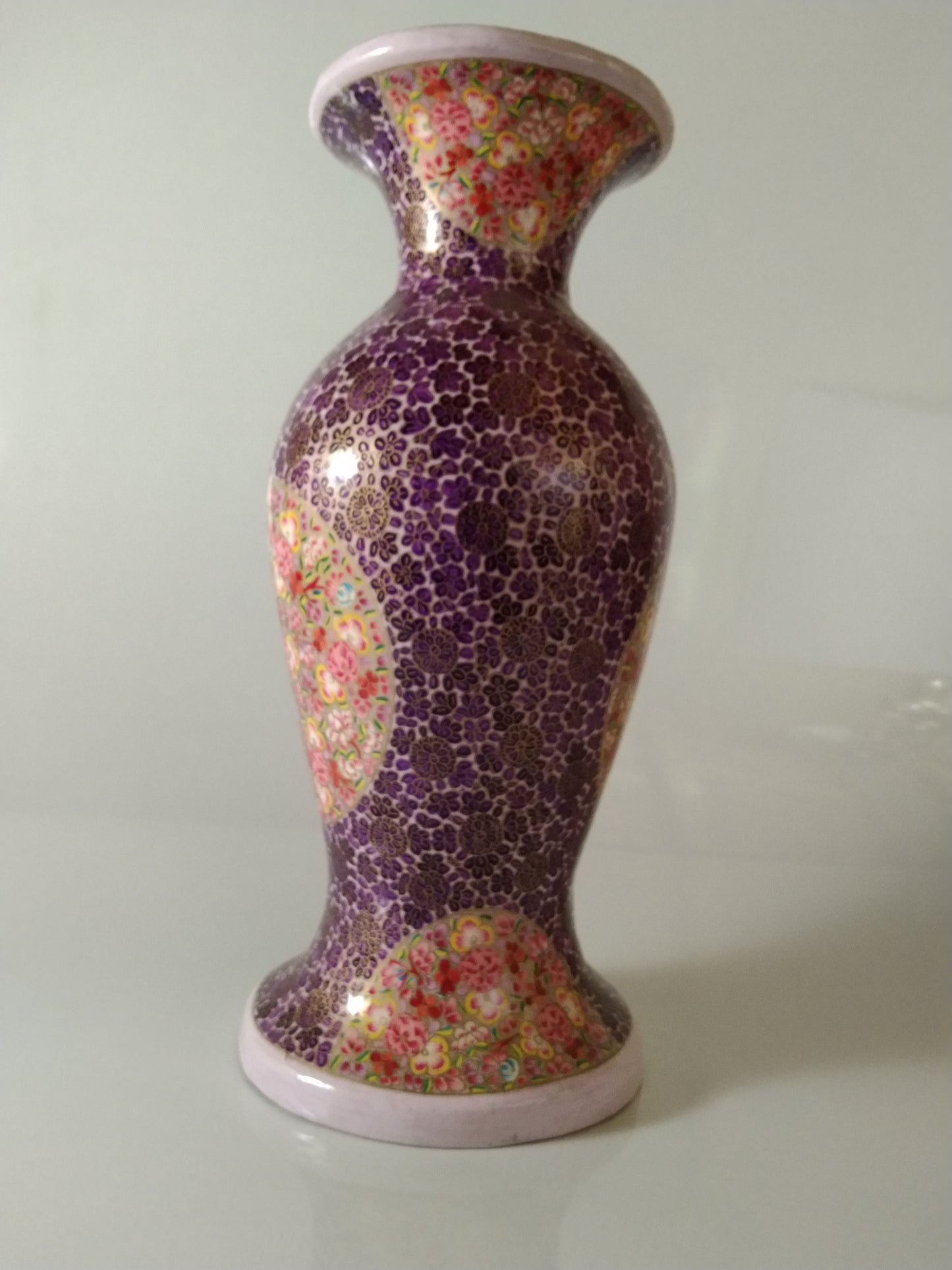 Kashmir Gallery Wooden flower vase Decorative Item Painted with Kashmiri Hand Embroidery-
