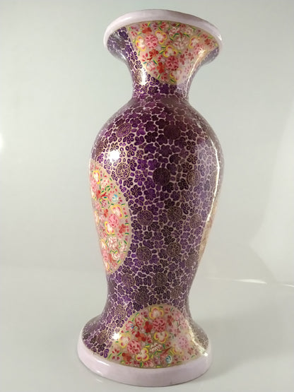 Kashmir Gallery Wooden flower vase Decorative Item Painted with Kashmiri Hand Embroidery-