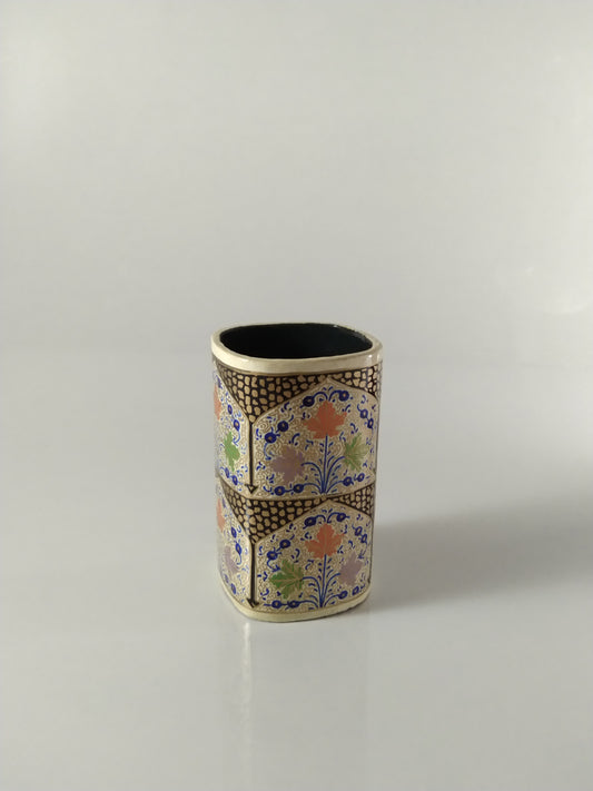 Kashmir Gallery Wooden pen holder Decorative Item Painted with Kashmiri Hand Embroidery-