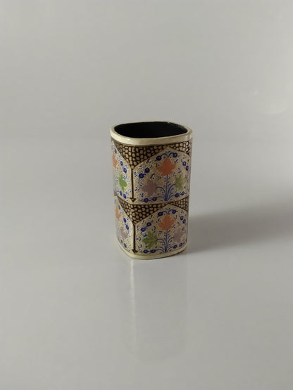 Kashmir Gallery Wooden pen holder Decorative Item Painted with Kashmiri Hand Embroidery-