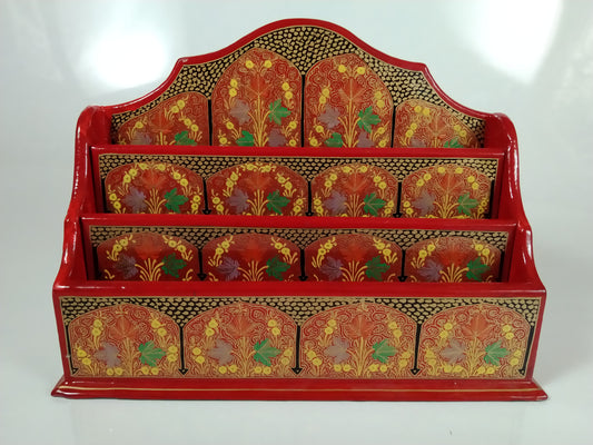 Kashmir Gallery - Paper Mache Letter Rack Painted with Embroidery