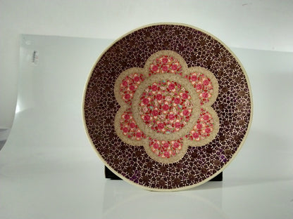 Kashmiri Paper Mache Wooden Wall Hanging Wall Décor for Bed Room Drawing Room Unique Product 16 Inches Diameter with Charming Hand Embroidery