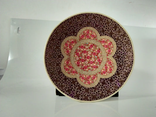 Kashmiri Paper Mache Wooden Wall Hanging Wall Décor for Bed Room Drawing Room Unique Product 16 Inches Diameter with Charming Hand Embroidery
