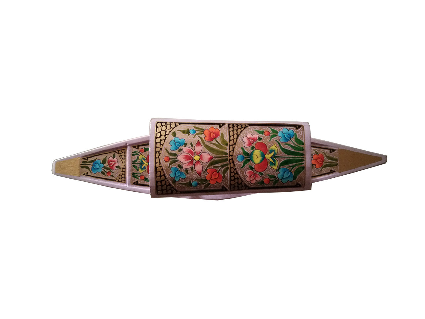 Kashmiri Paper Mache Shikara House (Boat) Handcraft Painted with Charming Embroidery Floral Design for Home
