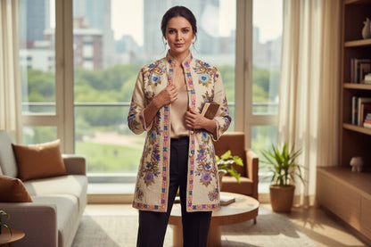 Women’s Woolen Long Coat – Elegant Winter Wear -OffWhite