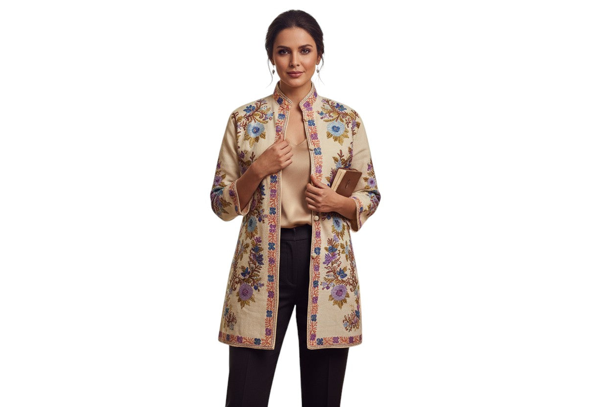 Women’s Woolen Long Coat – Elegant Winter Wear -OffWhite