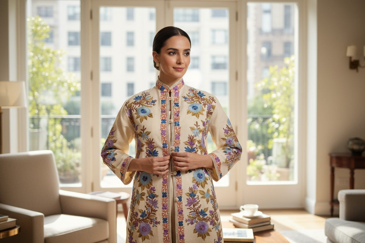 Women’s Woolen Long Coat – Elegant Winter Wear -OffWhite