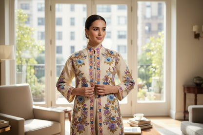 Women’s Woolen Long Coat – Elegant Winter Wear -OffWhite