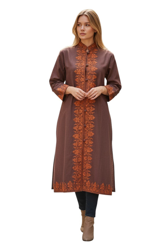 Women’s Woolen Long Coat – Elegant Winter Wear - Grey