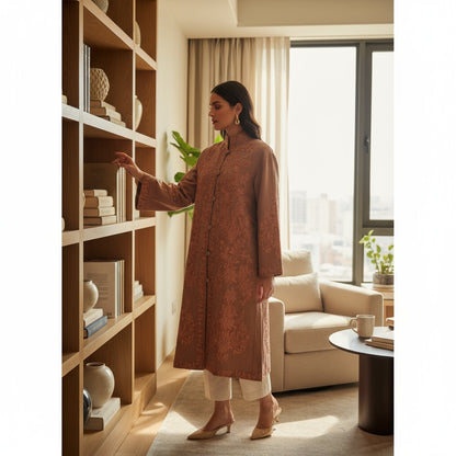 Women’s Woolen Long Coat – Elegant Winter Wear - Light Grey
