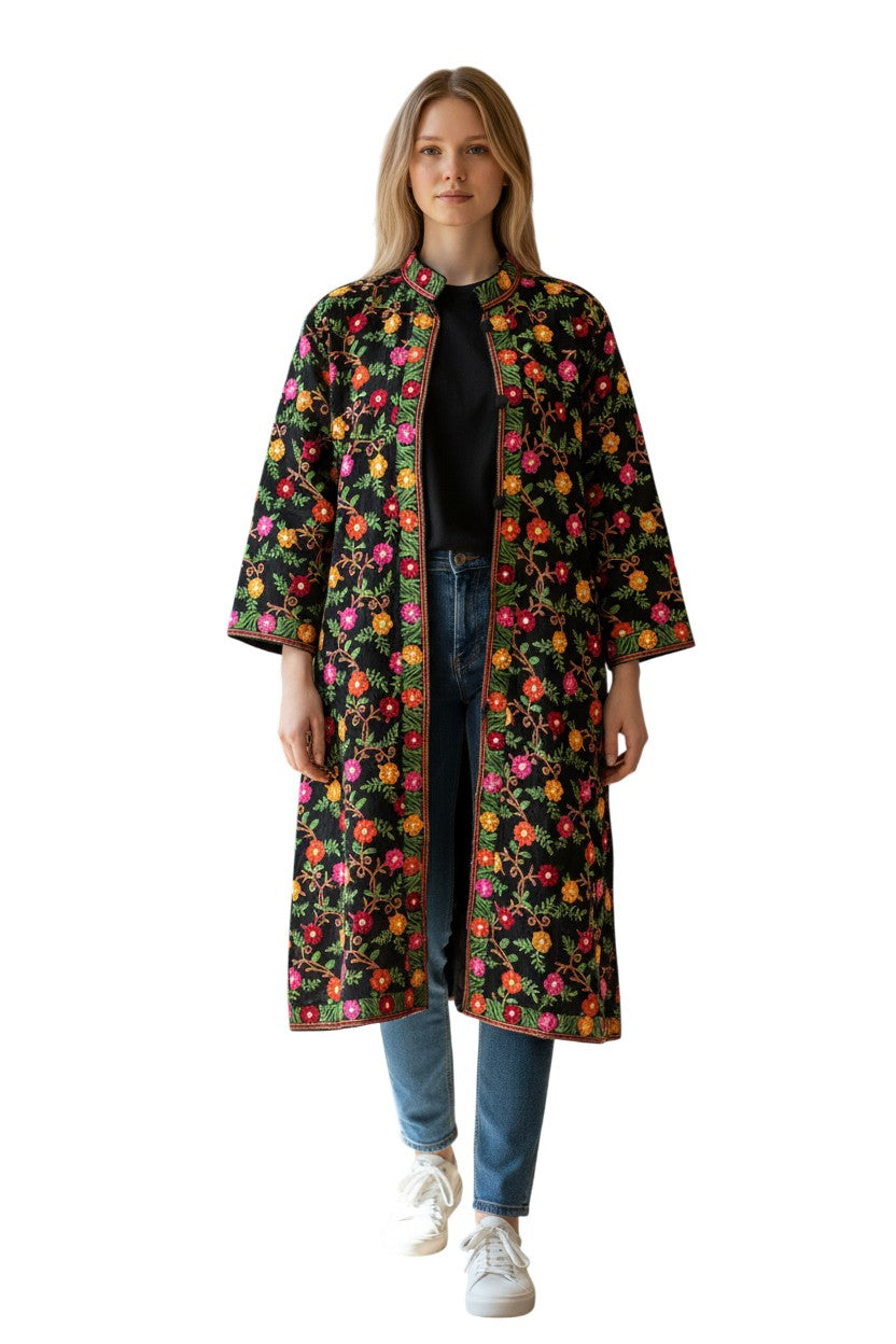 Women’s Woolen Long Coat – Elegant Winter Wear - Black