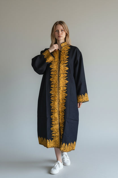 Women’s Woolen Long Coat – Elegant Winter Wear - Blue