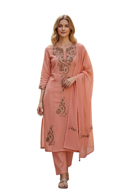Georgette suits with Kashmiri Embroidery Salwar Suits - pink