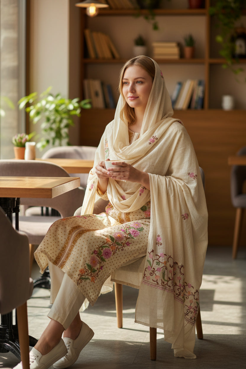 Kashmir Gallery Women Woolen Kashmiri Suits Semi Pashmina