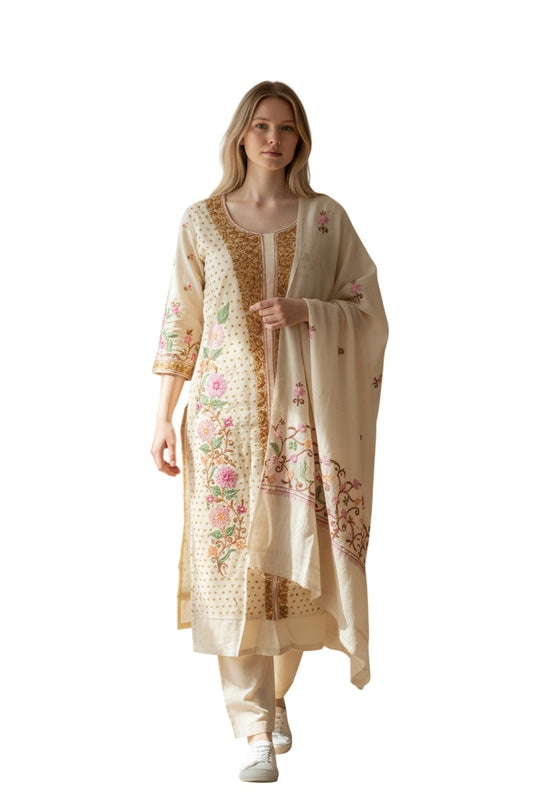 Kashmir Gallery Women Woolen Kashmiri Suits Semi Pashmina