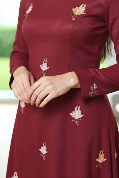 Women Woolen Kashmiri Suits Semi Pashmina- Maroon-4