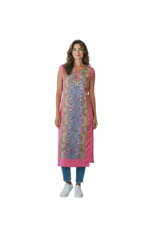 Women Cotton Suits with Kashmiri Embroidery Salwar Suits -Pink