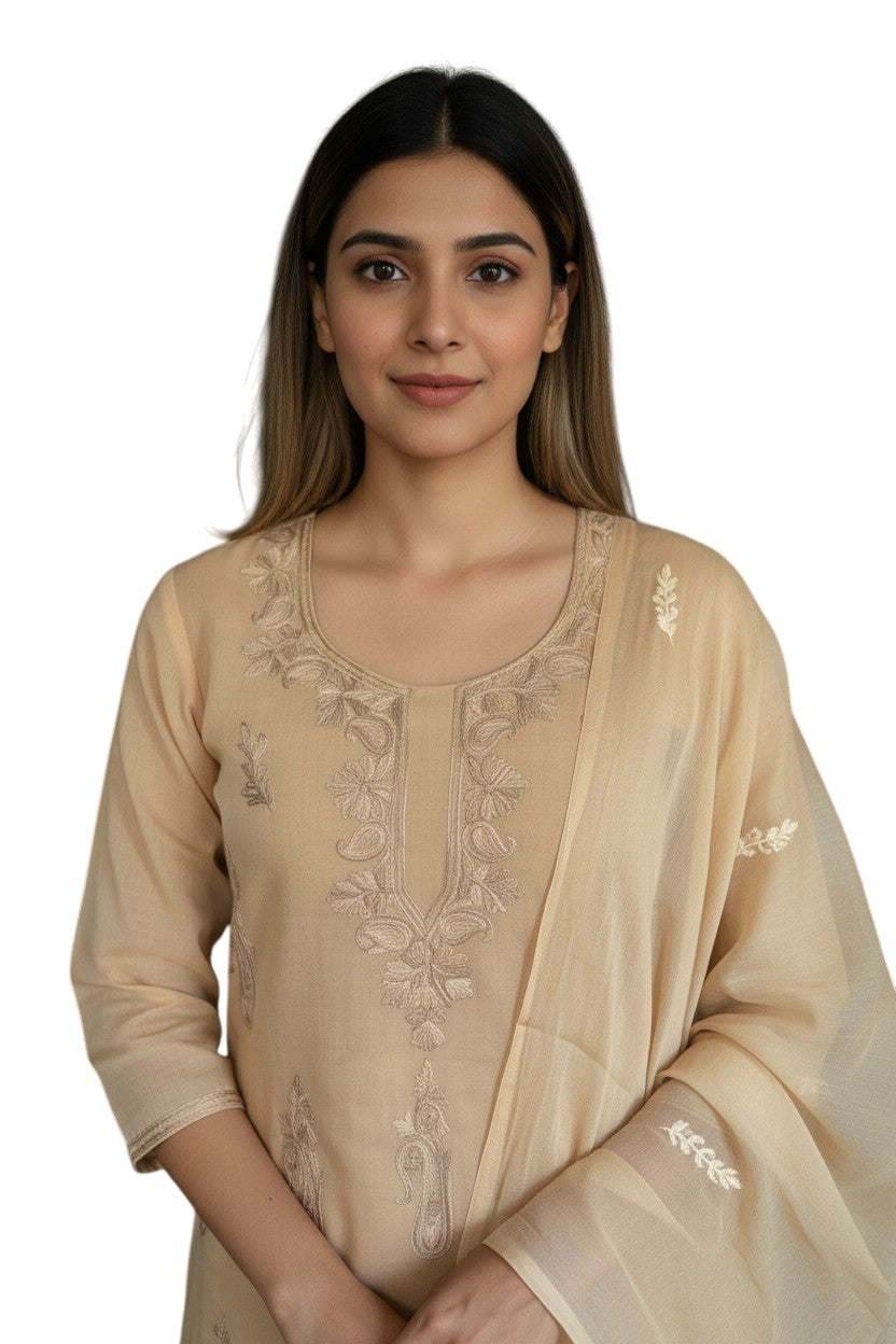 Women Cotton Suits with Kashmiri Embroidery Unstitched Dress Material Salwar Suits