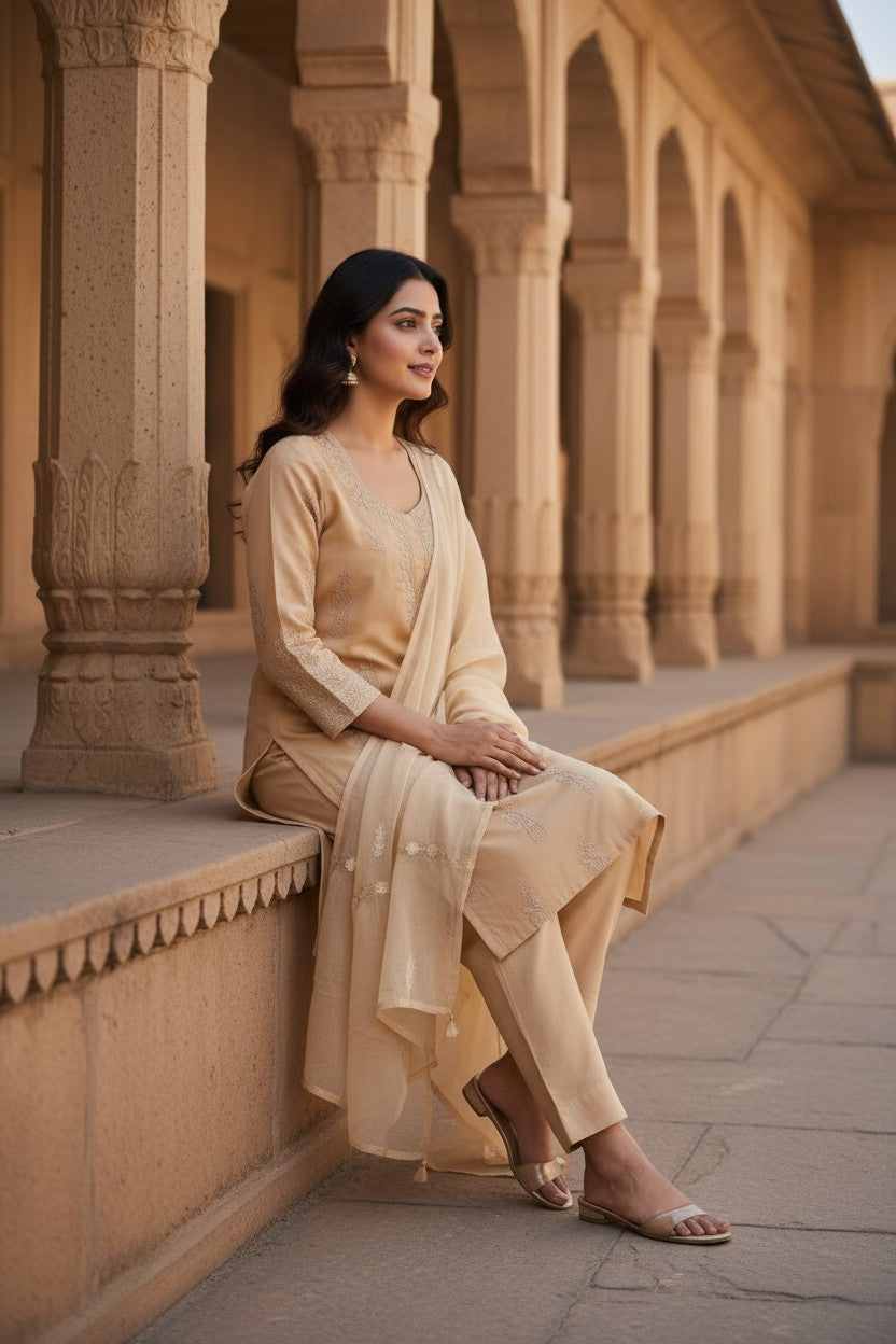 Women Cotton Suits with Kashmiri Embroidery Unstitched Dress Material Salwar Suits