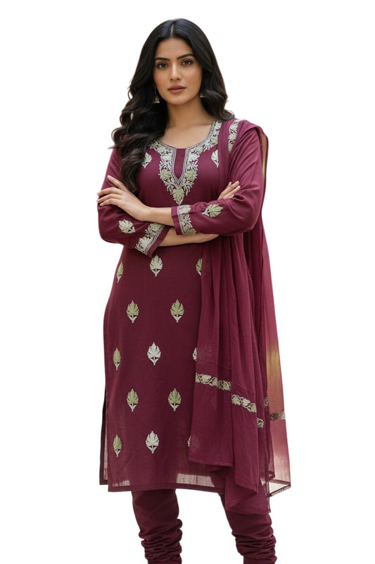 Women Cotton Suits with Kashmiri Embroidery Unstitched Dress Material Salwar Suits