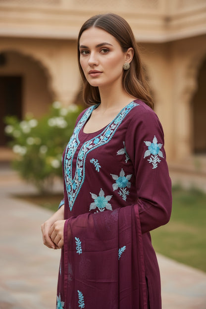 Women Cotton Suits with Kashmiri Embroidery Unstitched Dress Material Salwar Suits