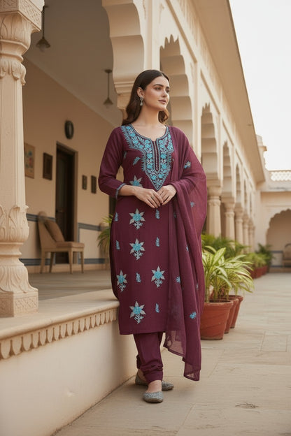 Women Cotton Suits with Kashmiri Embroidery Unstitched Dress Material Salwar Suits