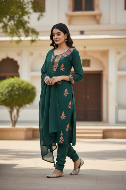 Women Cotton Suits with Kashmiri Embroidery Unstitched Dress Material Salwar Suits