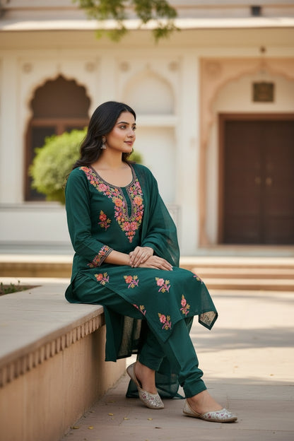 Women Cotton Suits with Kashmiri Embroidery Unstitched Dress Material Salwar Suits
