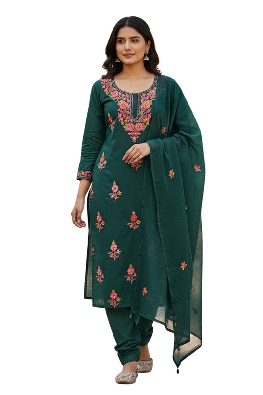 Women Cotton Suits with Kashmiri Embroidery Unstitched Dress Material Salwar Suits