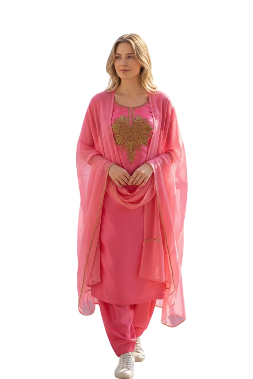 Women Silk Suits with Kashmiri Embroidery Unstitched Dress Material Salwar Suits -red