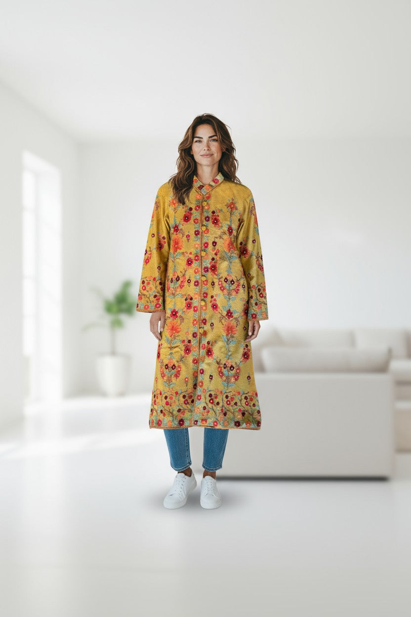 Women’s Woolen Long Coat – Elegant Winter Wear -Beige