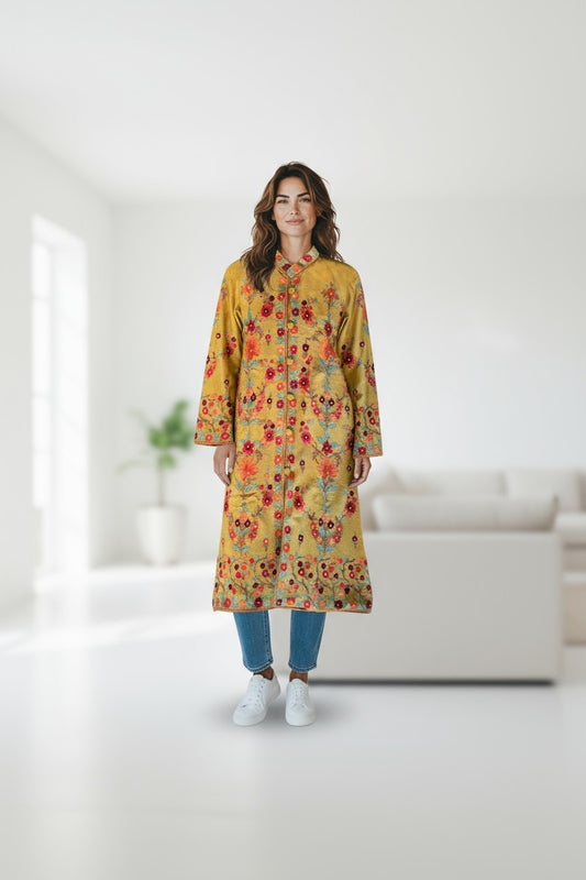 Women’s Woolen Long Coat – Elegant Winter Wear -Beige
