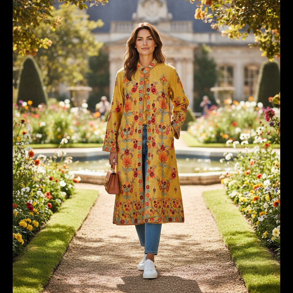 Women’s Woolen Long Coat – Elegant Winter Wear -Beige