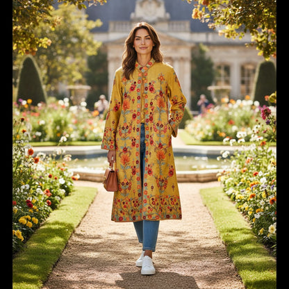 Women’s Woolen Long Coat – Elegant Winter Wear -Beige