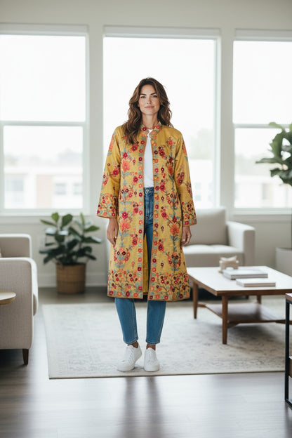 Women’s Woolen Long Coat – Elegant Winter Wear -Beige