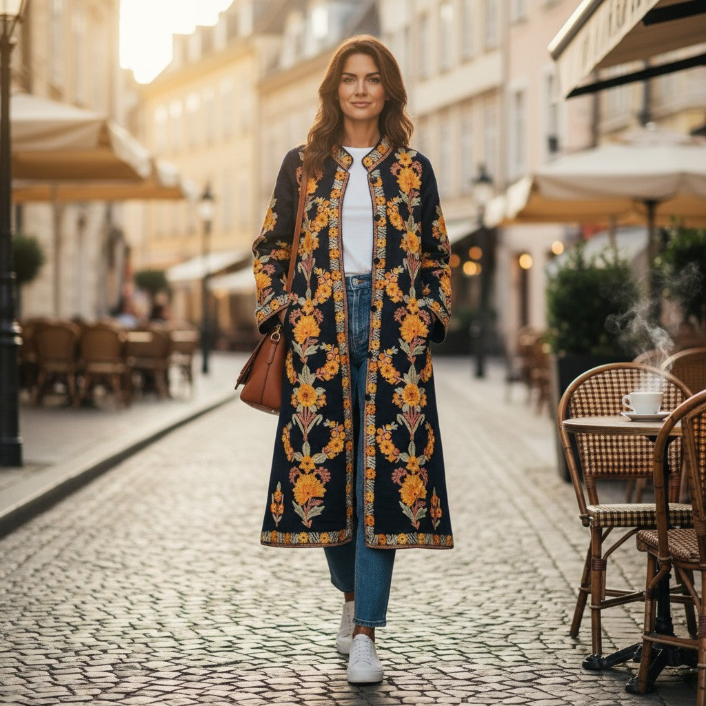 Women’s Woolen Long Coat – Elegant Winter Wear -Blue
