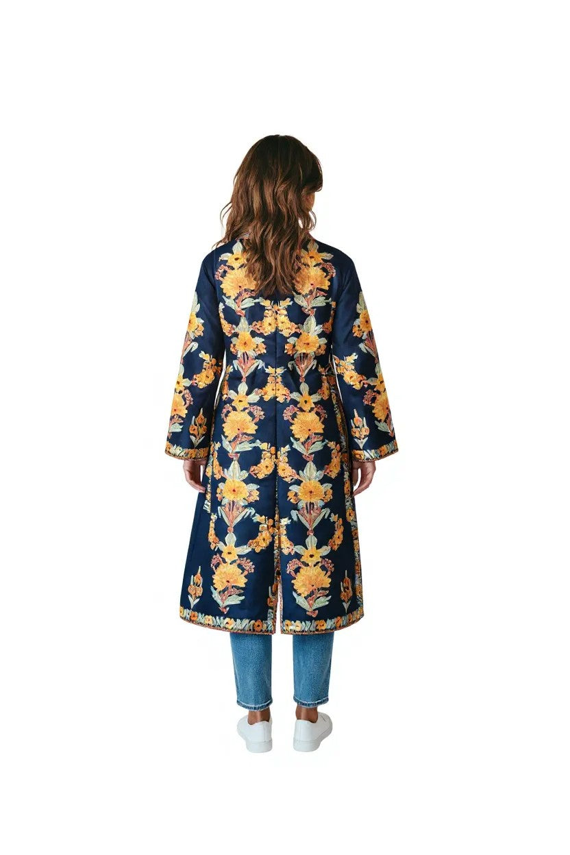 Women’s Woolen Long Coat – Elegant Winter Wear -Blue