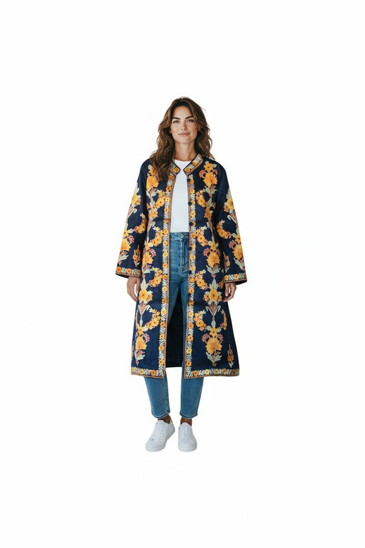 Women’s Woolen Long Coat – Elegant Winter Wear -Blue