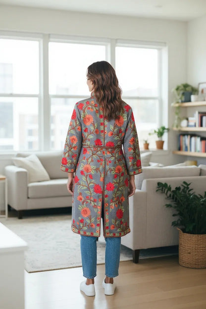 Women’s Woolen Long Coat – Elegant Winter Wear -Light Blue