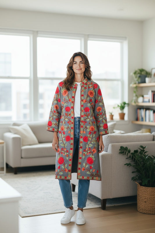 Women’s Woolen Long Coat – Elegant Winter Wear -Light Blue
