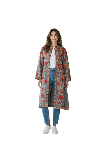Women’s Woolen Long Coat – Elegant Winter Wear -Light Blue