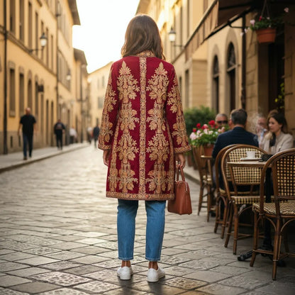 Women’s Woolen Long Coat – Elegant Winter Wear -Maroon