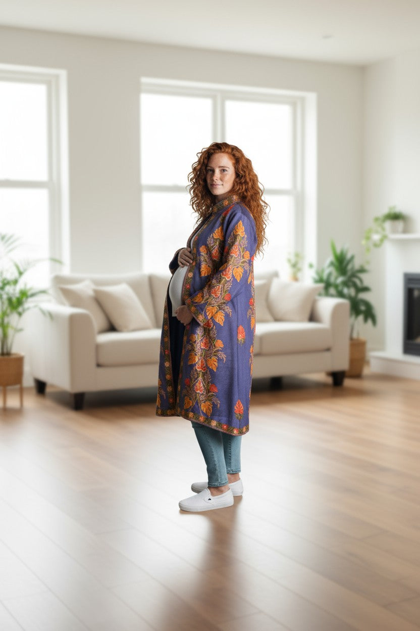 Women’s Woolen Long Coat – Elegant Winter Wear -Purple